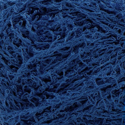 Close up of textured dark blue yarn 
