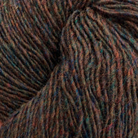 Close-up of a skein of brown heathered yarn