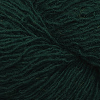 Close-up of a skein of dark emerald green yarn