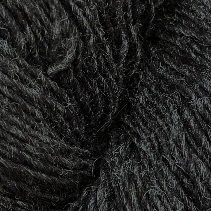 Close-up of a skein of dark gray yarn