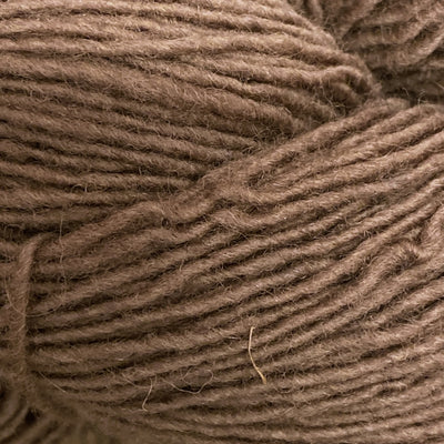 Close-up of a skein of light brown yarn