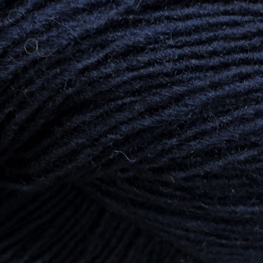 Close-up of a skein of dark blue yarn