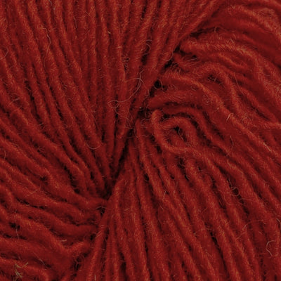 Close-up of a skein of dark orange yarn
