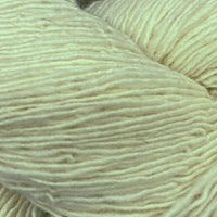 Close-up of a skein of cream coloured yarn