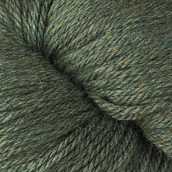 Close-up of medium green heathered  yarn 