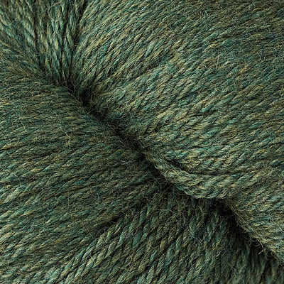 Close-up of medium green heathered  yarn 