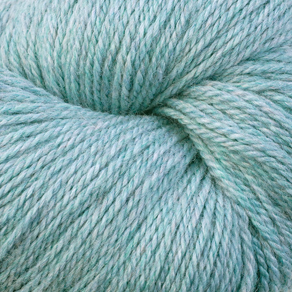 Close-up of a skein of very light teal yarn
