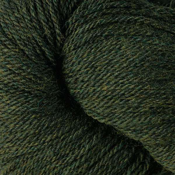 Close-up of dark green heathered yarn 